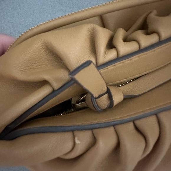 Mango Pleated Volume Tan Ruched Crossbody Bag - Picture 7 of 9